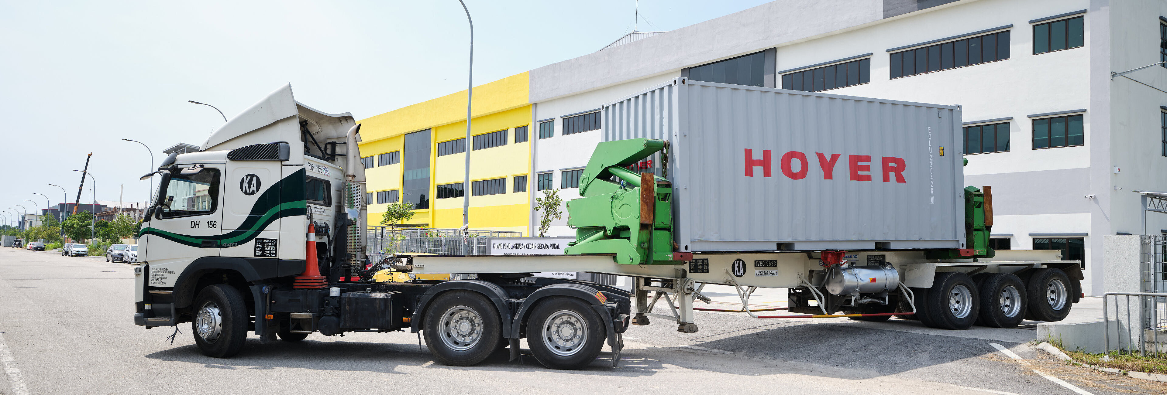 Flexitank in a box container on a truck